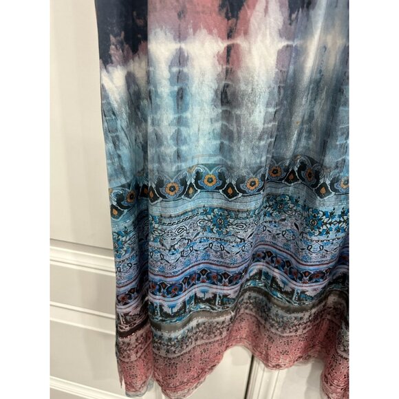 OneWorld Asymmetrical Tie Dye Sleeveless Dress With Rhinestones SZ XLarge - Picture 5 of 11